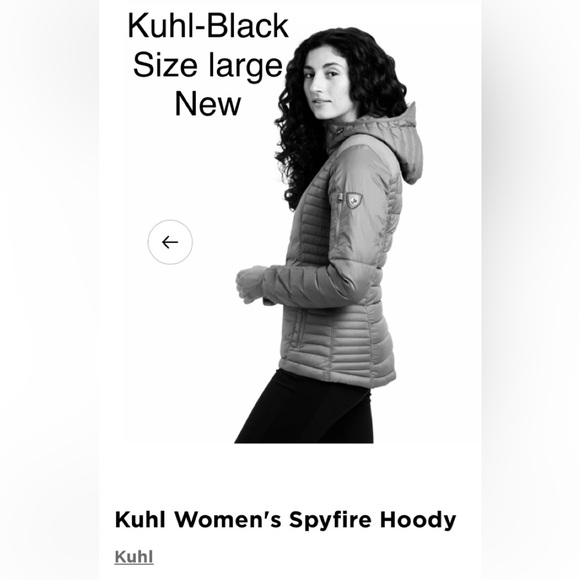 KUHL’s  Women's black SPYFIRE -Black hoody  Puffer Jacket- NEW - Picture 5 of 12